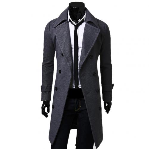 Men's Coat - Double Breasted - Turn-down Collar - Autumn Jacket - Trench Coat-Chaps of London-Gray-L-Chaps of London