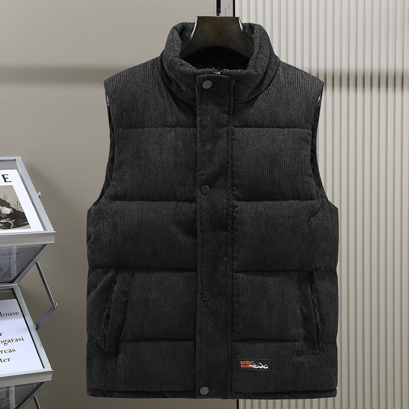 Men's Gilet - Corduroy - Sleeveless - Bodywarmer - Puffer Vest-Men Vest-Chaps of London-Black-S-Chaps of London