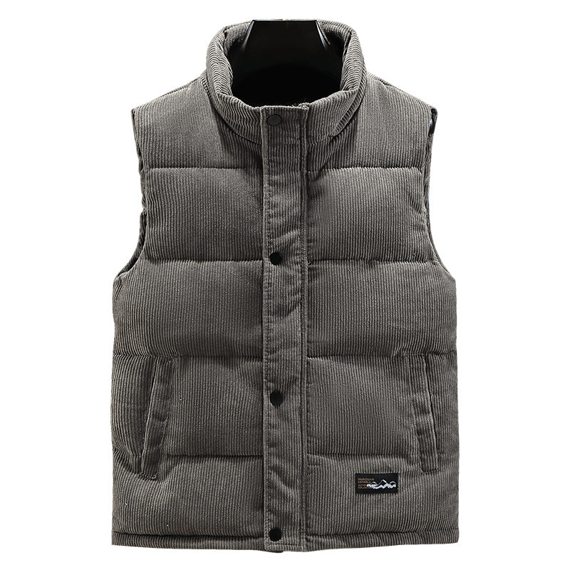 Men's Gilet - Corduroy - Sleeveless - Bodywarmer - Puffer Vest-Men Vest-Chaps of London-Gray-S-Chaps of London