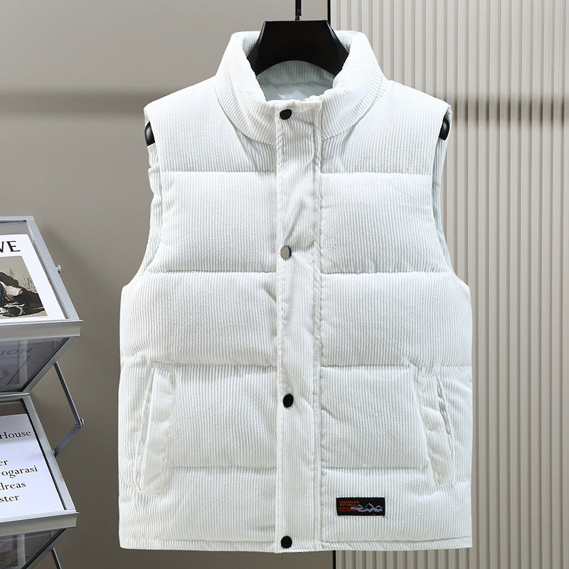 Men's Gilet - Corduroy - Sleeveless - Bodywarmer - Puffer Vest-Men Vest-Chaps of London-White-S-Chaps of London