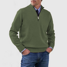 Men's Half Zip Pullover | Knitted | Long Sleeve | Quarter Zip Jumper | Men's Quarter Zip Sweaters-Men's Half Zip Pullover-Chaps of London-Dark Green-M-Chaps of London