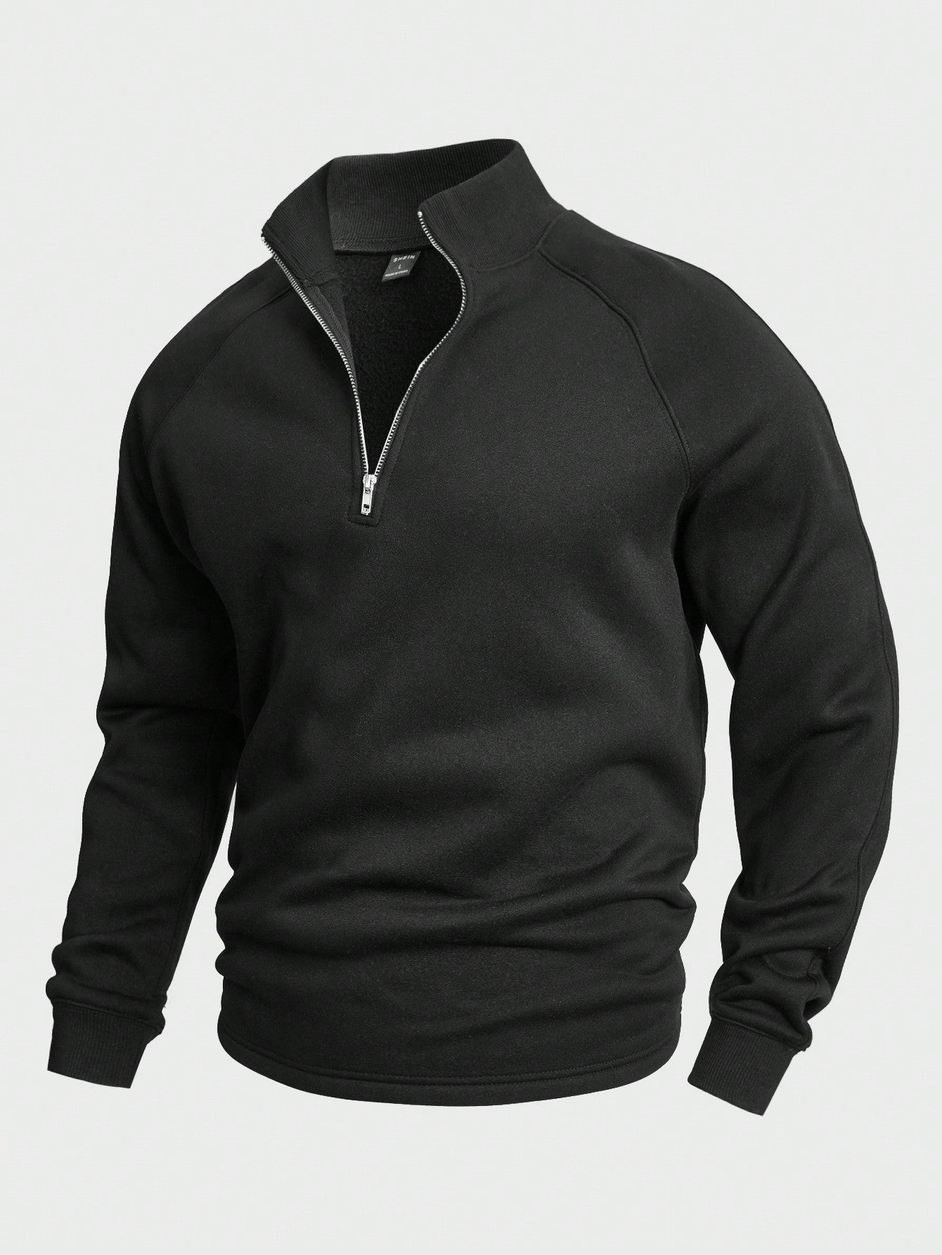 Men's Half Zip Pullover | Warm | Winter | Sweatshirt | Men's Quarter Zip Sweaters-Men's Half-Zip Sweater-Chaps of London-Black-S-Chaps of London