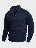 Men's Half Zip Pullover | Warm | Winter | Sweatshirt | Men's Quarter Zip Sweaters-Men's Half-Zip Sweater-Chaps of London-Dark Blue-S-Chaps of London