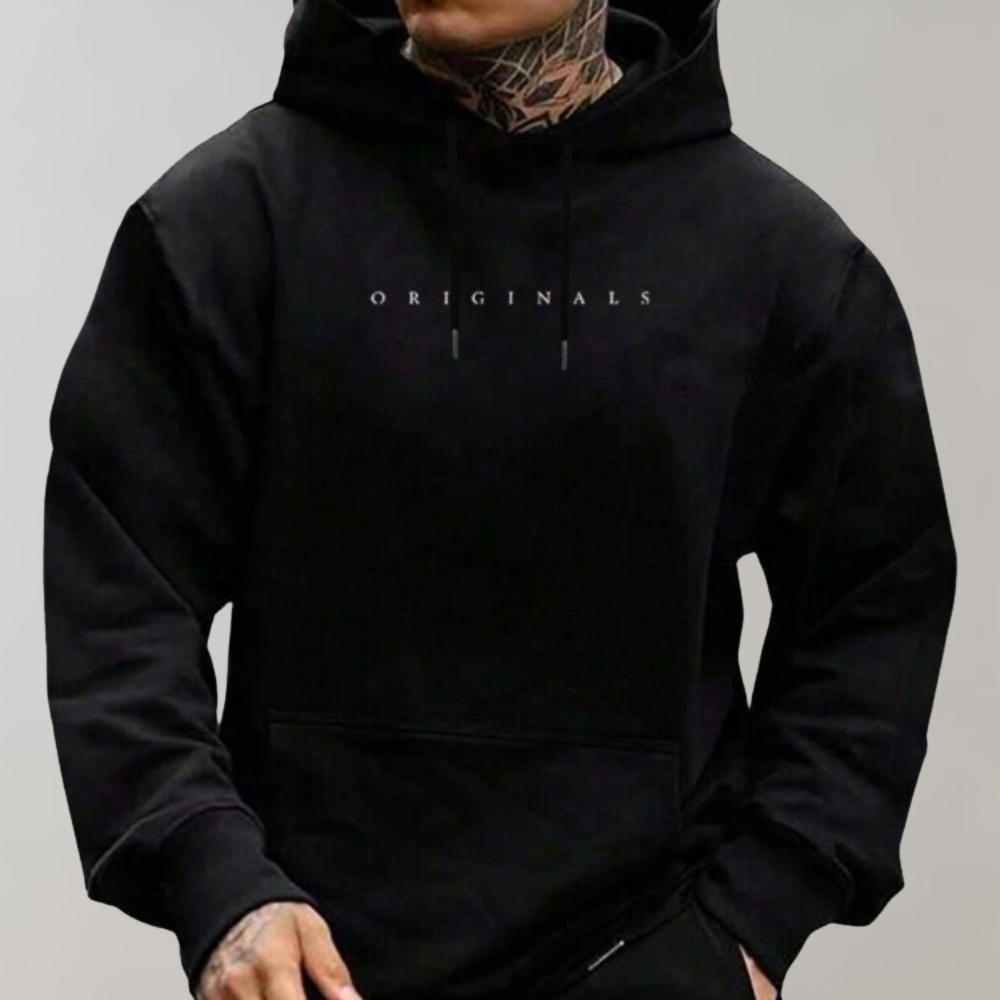 Men's Hoodie - Comfy Trendy Pullover Hoodie with Kangaroo Pocket-Chaps of London-Black-S-Chaps of London