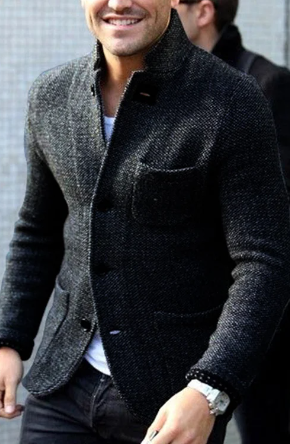 Men's Jacket | Retro | Single Breasted | Blazer Jacket | Tweed Jacket-Jacket-Chaps of London-Black-S-Chaps of London
