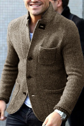 Men's Jacket | Retro | Single Breasted | Blazer Jacket | Tweed Jacket-Jacket-Chaps of London-Khaki-S-Chaps of London