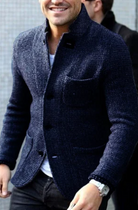 Men's Jacket | Retro | Single Breasted | Blazer Jacket | Tweed Jacket-Jacket-Chaps of London-Navy Blue-S-Chaps of London