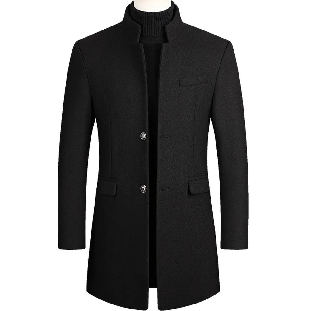 Men's Jacket - Single breasted - Elegant - Winter jacket - Wool jacket-Chaps of London-Black-M-Chaps of London