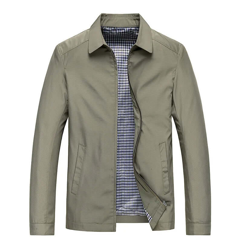 Men's Jacket - Zip-Up - Lightweight - Harrington Jacket - Windproof Jacket-Chaps of London-Beige-M-Chaps of London