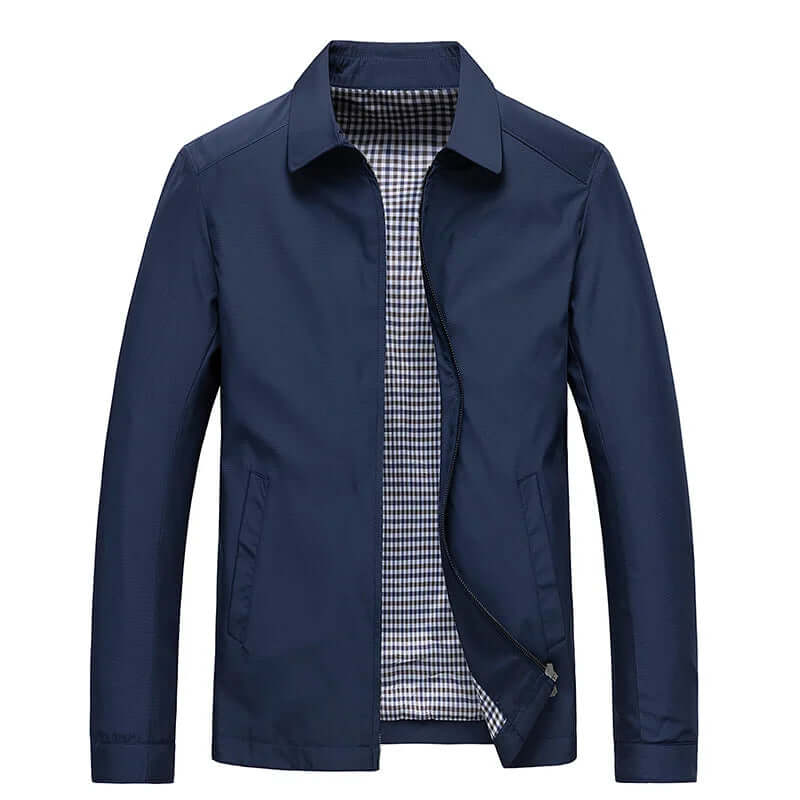 Men's Jacket - Zip-Up - Lightweight - Harrington Jacket - Windproof Jacket-Chaps of London-Blue-M-Chaps of London