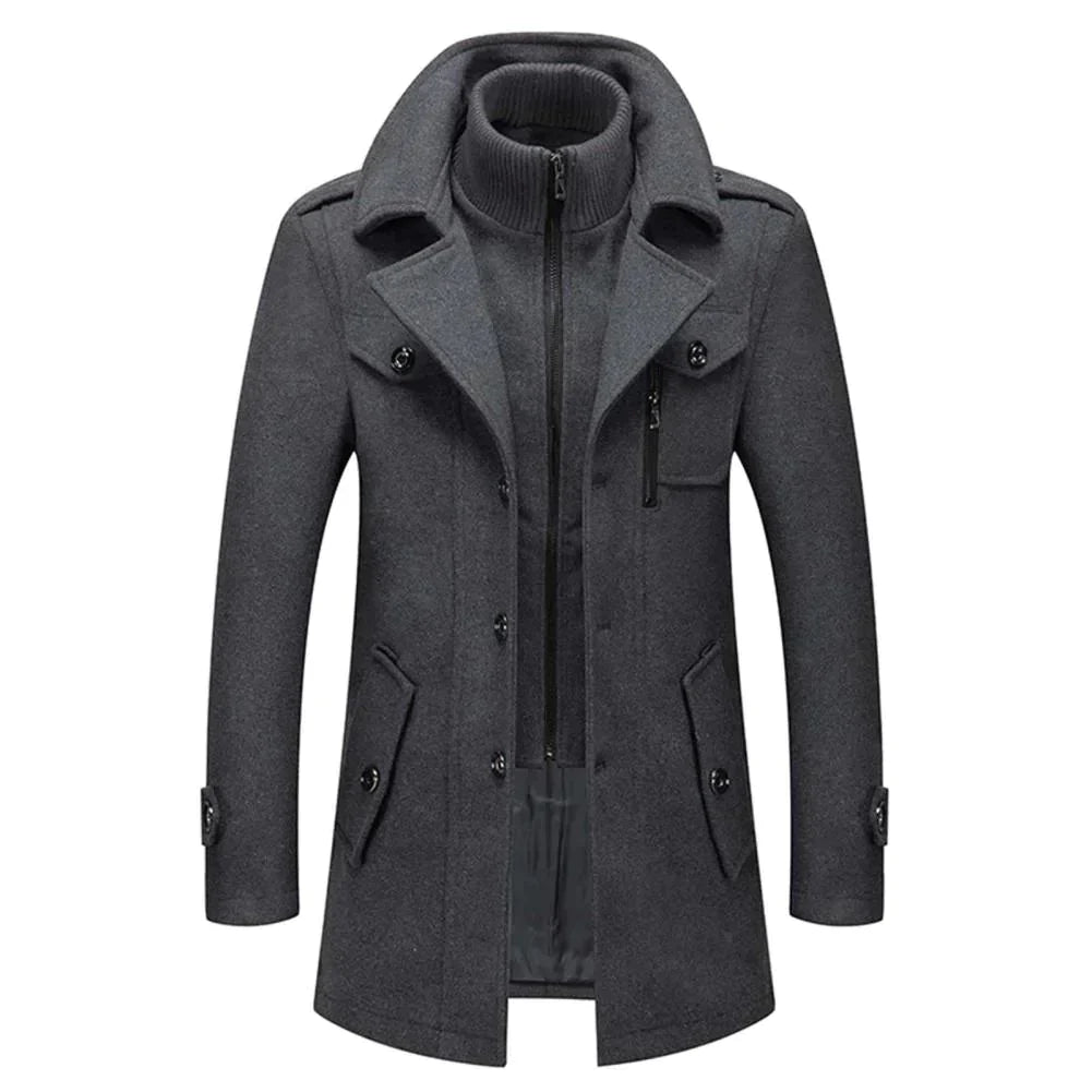 Men's Jacket - Zip-Up - Single Breasted - Woolen Coat - Winter Jacket-Jacket-Chaps of London-Gray-M-Chaps of London