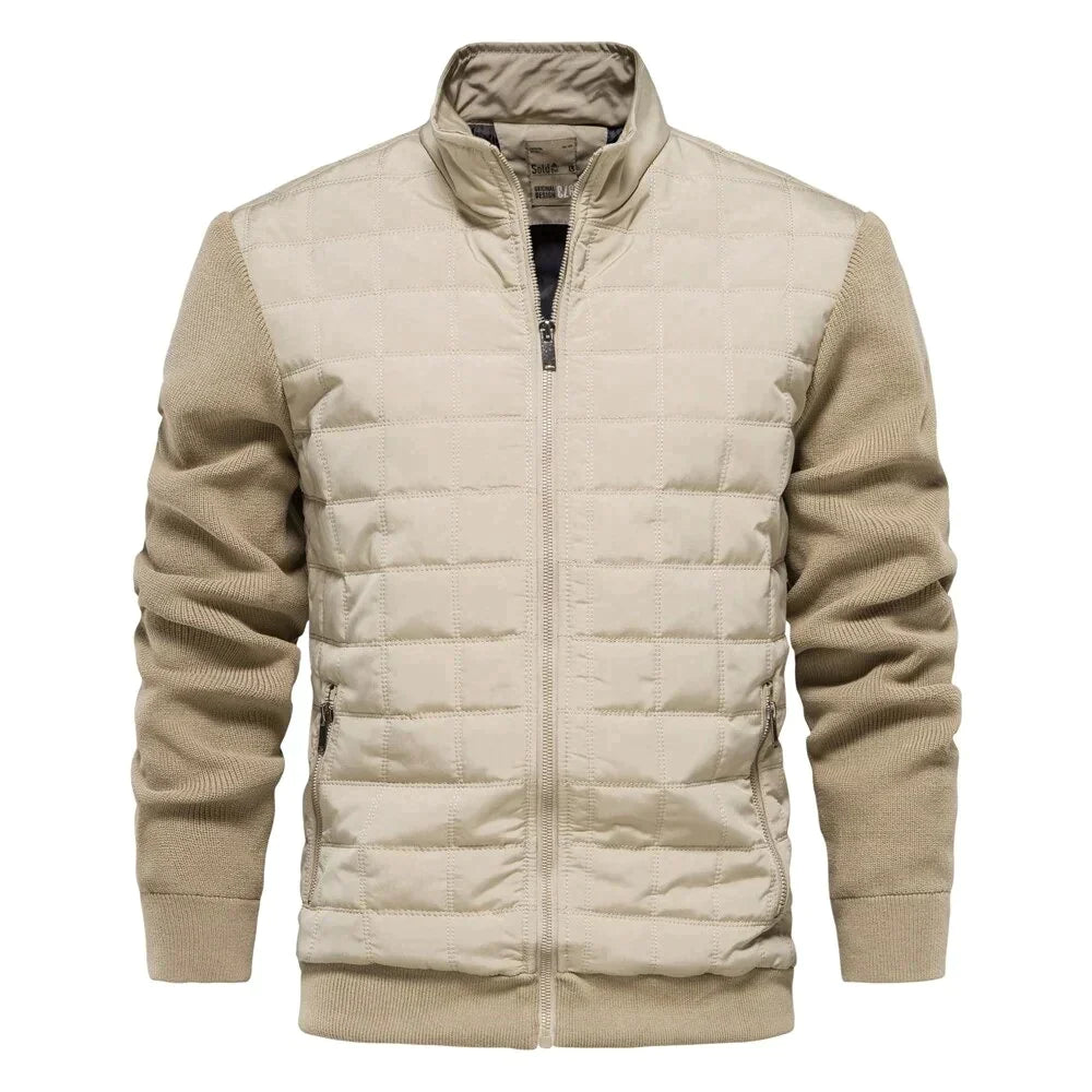 Men's Jacket | Zip-Up | Stand Up Collar | Quilted Jacket | Bomber Jacket-Chaps of London-Beige-S-Chaps of London
