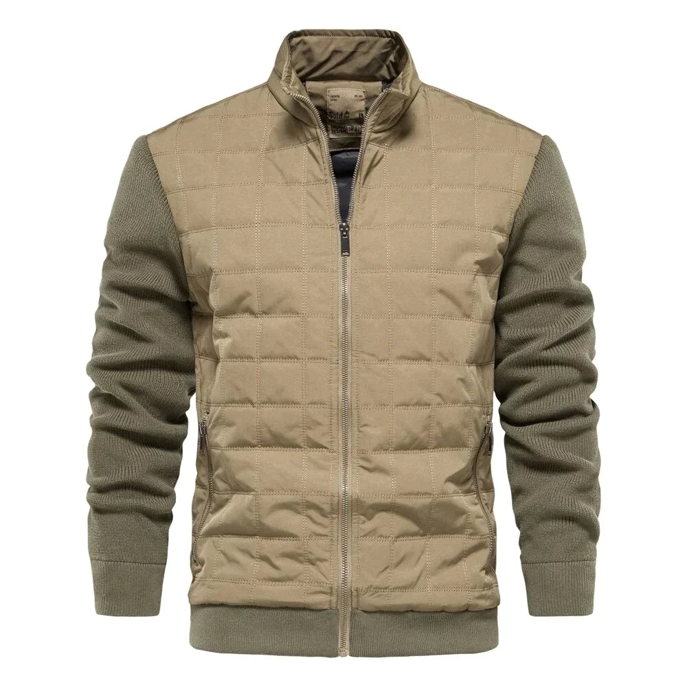 Men's Jacket | Zip-Up | Stand Up Collar | Quilted Jacket | Bomber Jacket-Chaps of London-Khaki-S-Chaps of London
