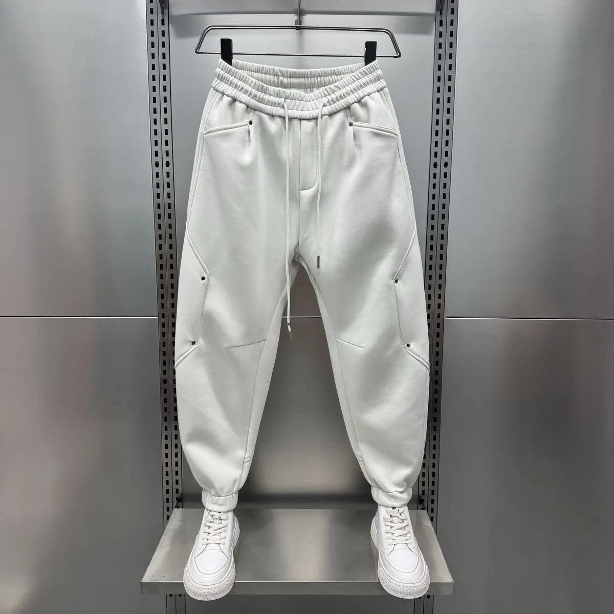 Men's Joggers | Comfy | Elastic Waist | Baggy Joggers | Sweatpants-Men's Joggers-Chaps of London-Beige-S-Chaps of London