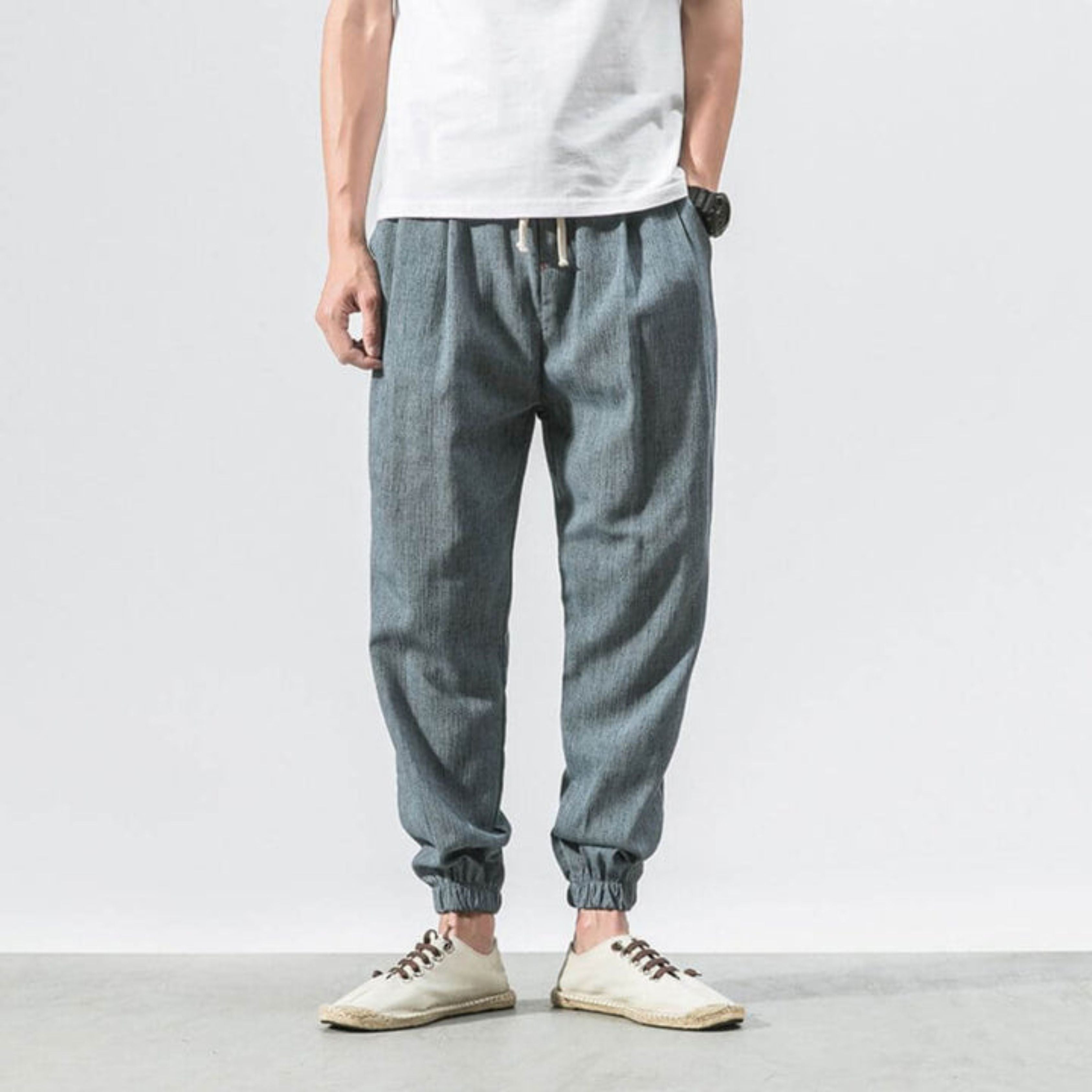 Men's Joggers - Leisure - Lightweight - Drawstring Pants - Men's Pants-Chaps of London-Light Blue-S-Chaps of London