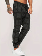Men's Joggers | Plaid | Elastic Waist | Track Pants | Men's Pants-Men Pants-Chaps of London-Black-M-Chaps of London