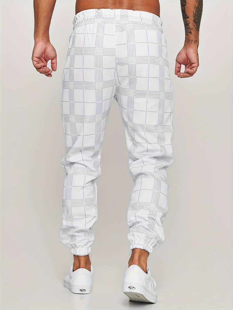 Men's Joggers | Plaid | Elastic Waist | Track Pants | Men's Pants-Men Pants-Chaps of London-Chaps of London