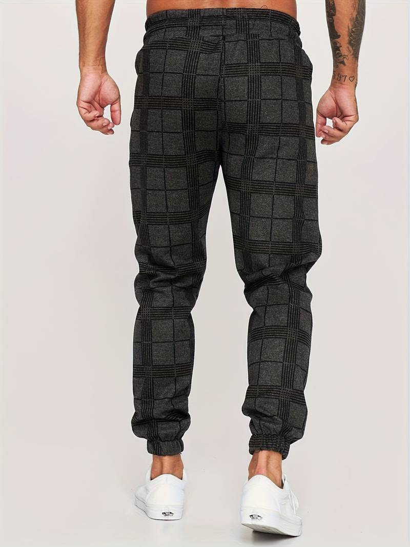 Men's Joggers | Plaid | Elastic Waist | Track Pants | Men's Pants-Men Pants-Chaps of London-Chaps of London