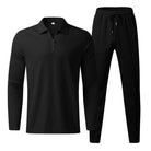 Men's Jogging Suit Set - Long Sleeve Polo - Elastic Waist - Two-Piece Set - Tracksuits for Men-Chaps of London-Black-S-Chaps of London