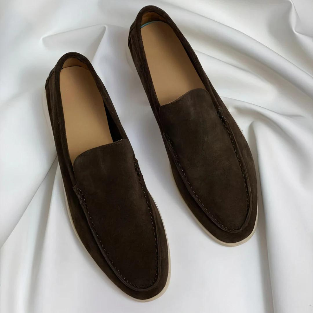 Men's Loafers - Faux Suede - Slip-On - Suede Loafers - Men's Shoes-Chaps of London-Brown-38-Chaps of London