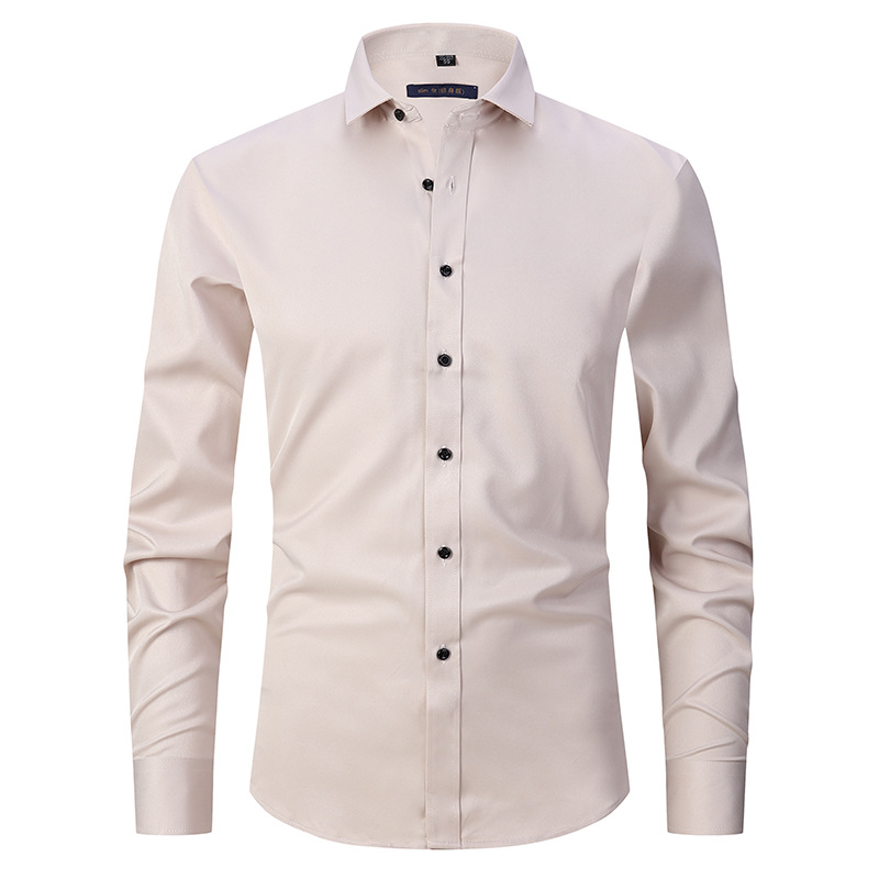 Men's Non Iron Shirt - Wrinkle Free - Button-Up - Dress Shirt - Oxford Shirt-Chaps of London-Beige-S-Chaps of London