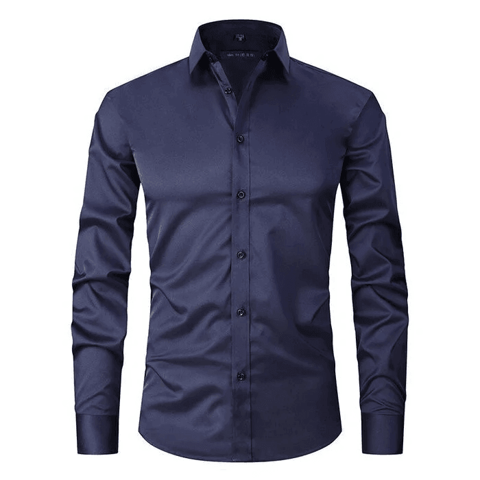 Men's Non Iron Shirt - Wrinkle Free - Button-Up - Dress Shirt - Oxford Shirt-Chaps of London-Dark Blue-S-Chaps of London