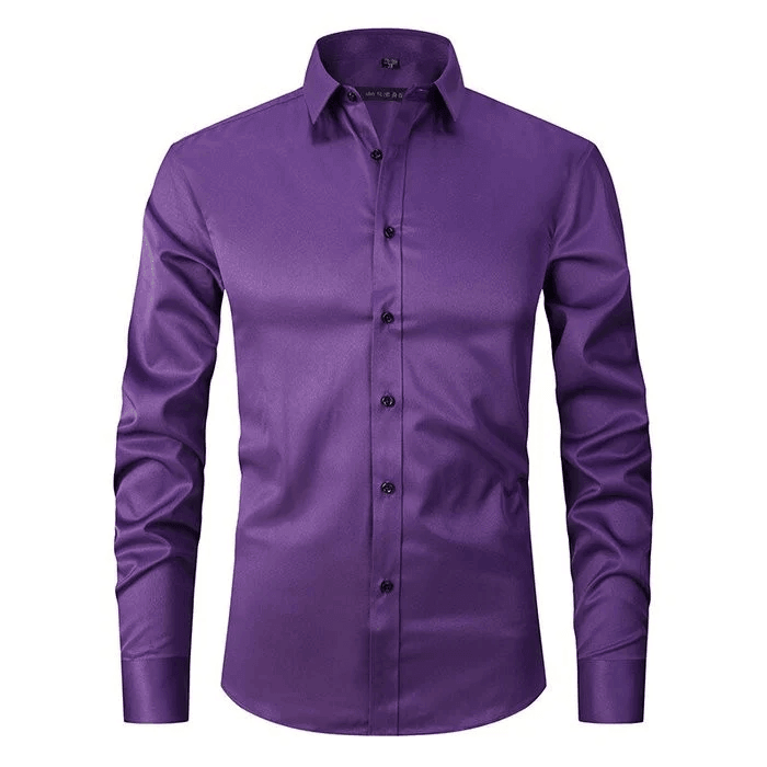 Men's Non Iron Shirt - Wrinkle Free - Button-Up - Dress Shirt - Oxford Shirt-Chaps of London-Purple-S-Chaps of London