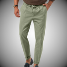 Men's Pants - Casual Lightweight Drawstring Linen Pants-Men Pants-Chaps of London-Green-S-Chaps of London