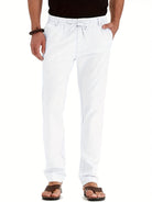 Men's Pants | Elastic Waist | Cotton | Linen Pants | Slim Fit Chinos-Men Pants-Chaps of London-White-S-Chaps of London