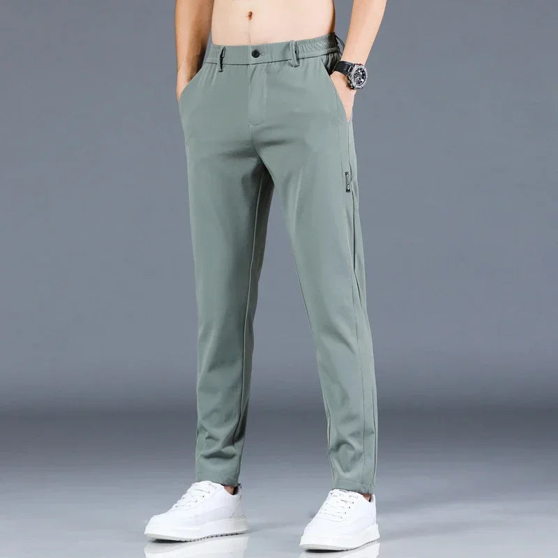 Men's Pants - Elastic Waist - Slim Fit - Casual Pants - Stretch Pants-Chaps of London-Pale Green-28-Chaps of London