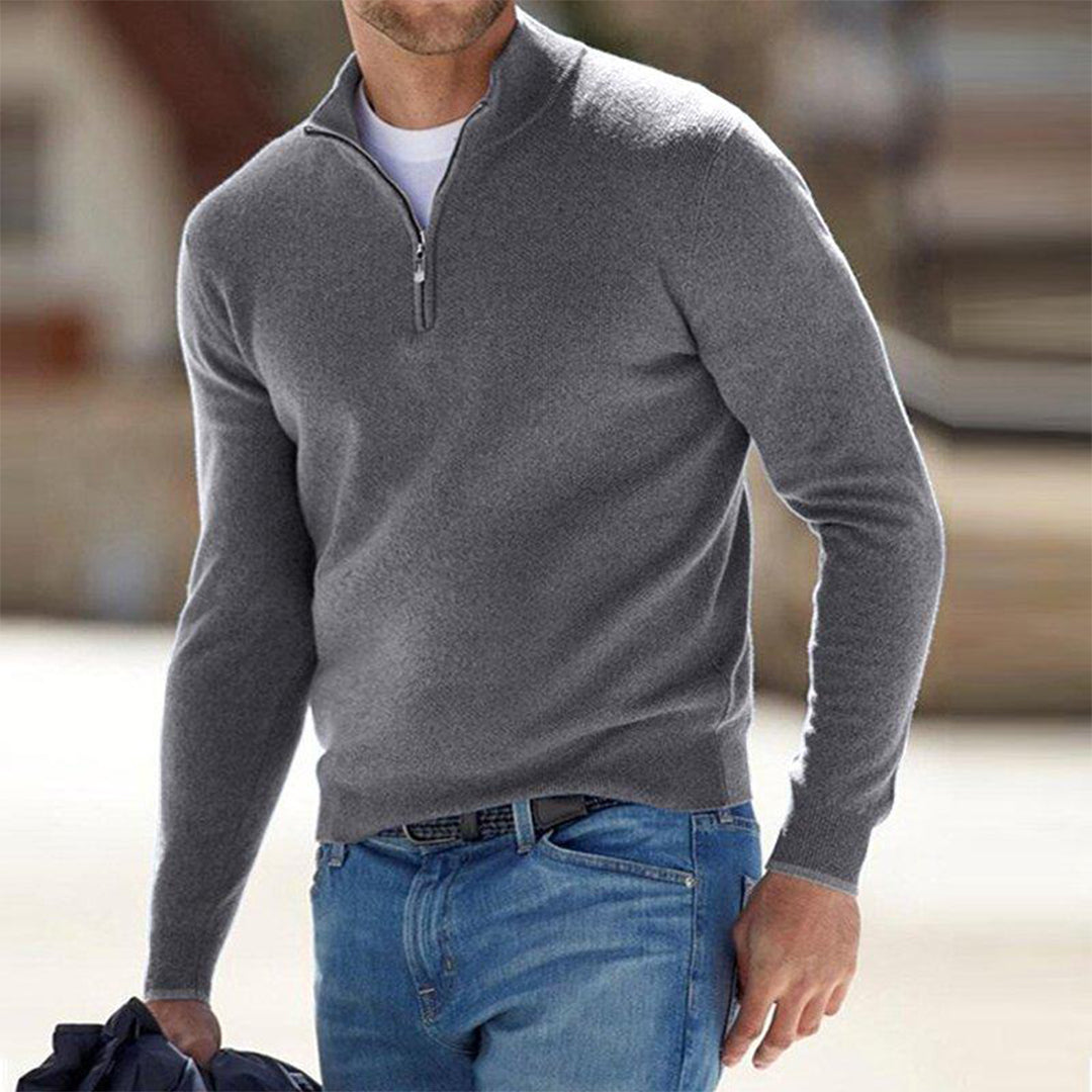 Men's Quarter Zip Sweater - Knitted - Pullover - Polo Jumper - Men's Half Zip Jumper -Fashion Men Sweater Pullover Fall-Chaps of London-Chaps of London