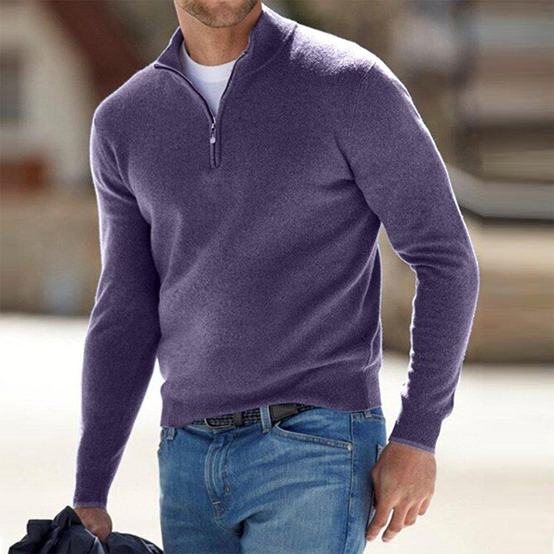 Men's Quarter Zip Sweater - Knitted - Pullover - Polo Jumper - Men's Half Zip Jumper -Fashion Men Sweater Pullover Fall-Chaps of London-Chaps of London