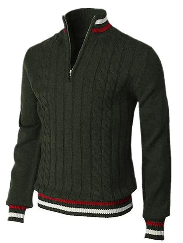 Men's Quarter Zip Sweaters | Cable Knit | Knitted | Polo Jumper | Half Zip Jumper for Men-Chaps of London-Chaps of London