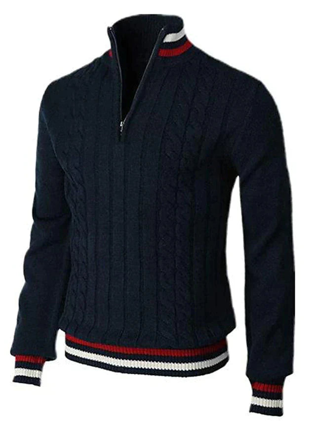 Men's Quarter Zip Sweaters | Cable Knit | Knitted | Polo Jumper | Half Zip Jumper for Men-Chaps of London-Chaps of London