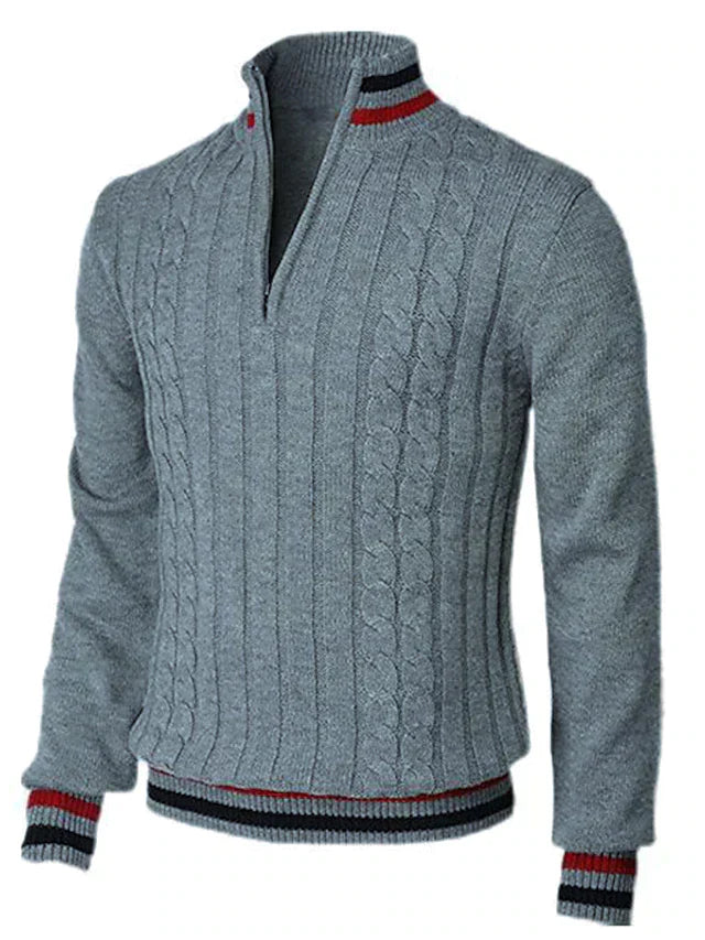 Men's Quarter Zip Sweaters | Cable Knit | Knitted | Polo Jumper | Half Zip Jumper for Men-Chaps of London-Chaps of London