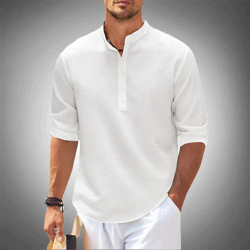 Men's Shirt - Button-Up - Lightweight - Long Sleeve Shirt - Polo Shirt -Chaps of London-White-S-Chaps of London