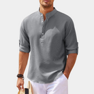 Men's Shirt - Half Button - Lightweight - Long Sleeve Shirt - Summer Shirt-Chaps of London-Grey-S-Chaps of London