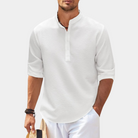 Men's Shirt - Half Button - Lightweight - Long Sleeve Shirt - Summer Shirt-Chaps of London-White-S-Chaps of London