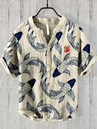 Men's Shirt | Printed | Lightweight | Button-Up Shirt | Short Sleeve Shirts-Chaps of London-Beige-S-Chaps of London