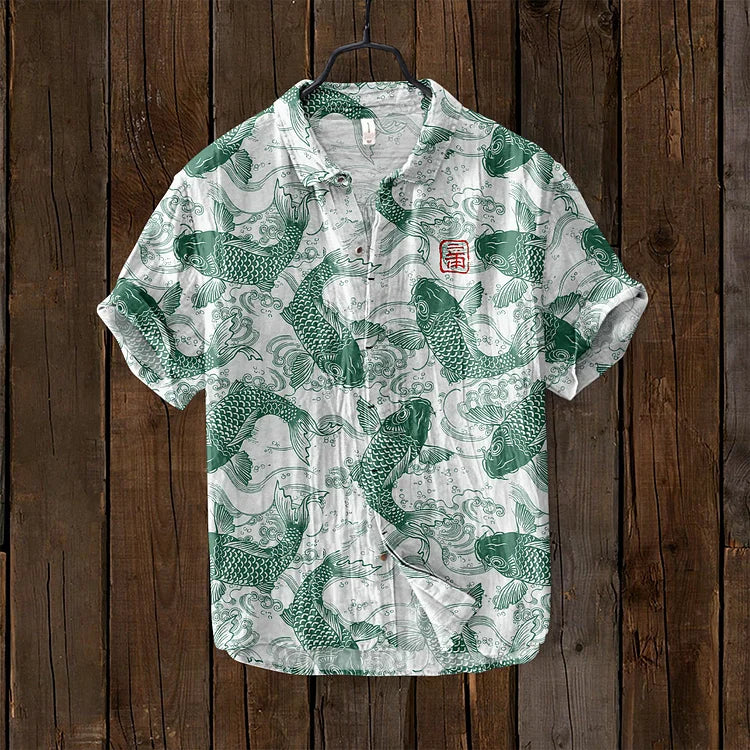 Men's Shirt | Printed | Lightweight | Button-Up Shirt | Short Sleeve Shirts-Chaps of London-Mint Green-S-Chaps of London