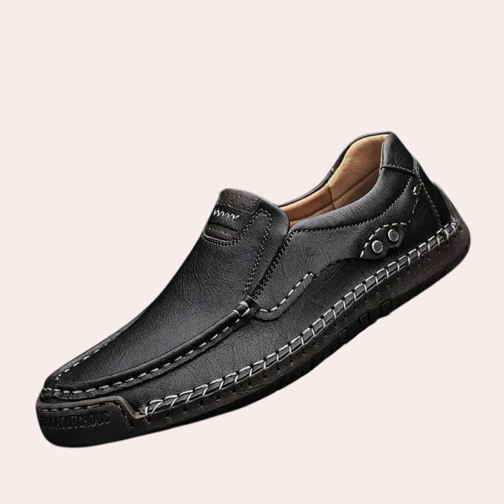 Men's Shoes - Leather - Slip-On - Loafers - Leisure Shoes-Men Summer Shoes-Chaps of London-Black-39-Chaps of London