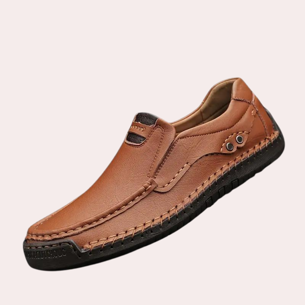 Men's Shoes - Leather - Slip-On - Loafers - Leisure Shoes-Men Summer Shoes-Chaps of London-Brown-39-Chaps of London
