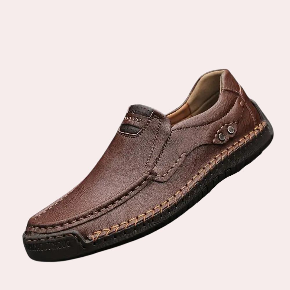 Men's Shoes - Leather - Slip-On - Loafers - Leisure Shoes-Men Summer Shoes-Chaps of London-Dark Brown-39-Chaps of London