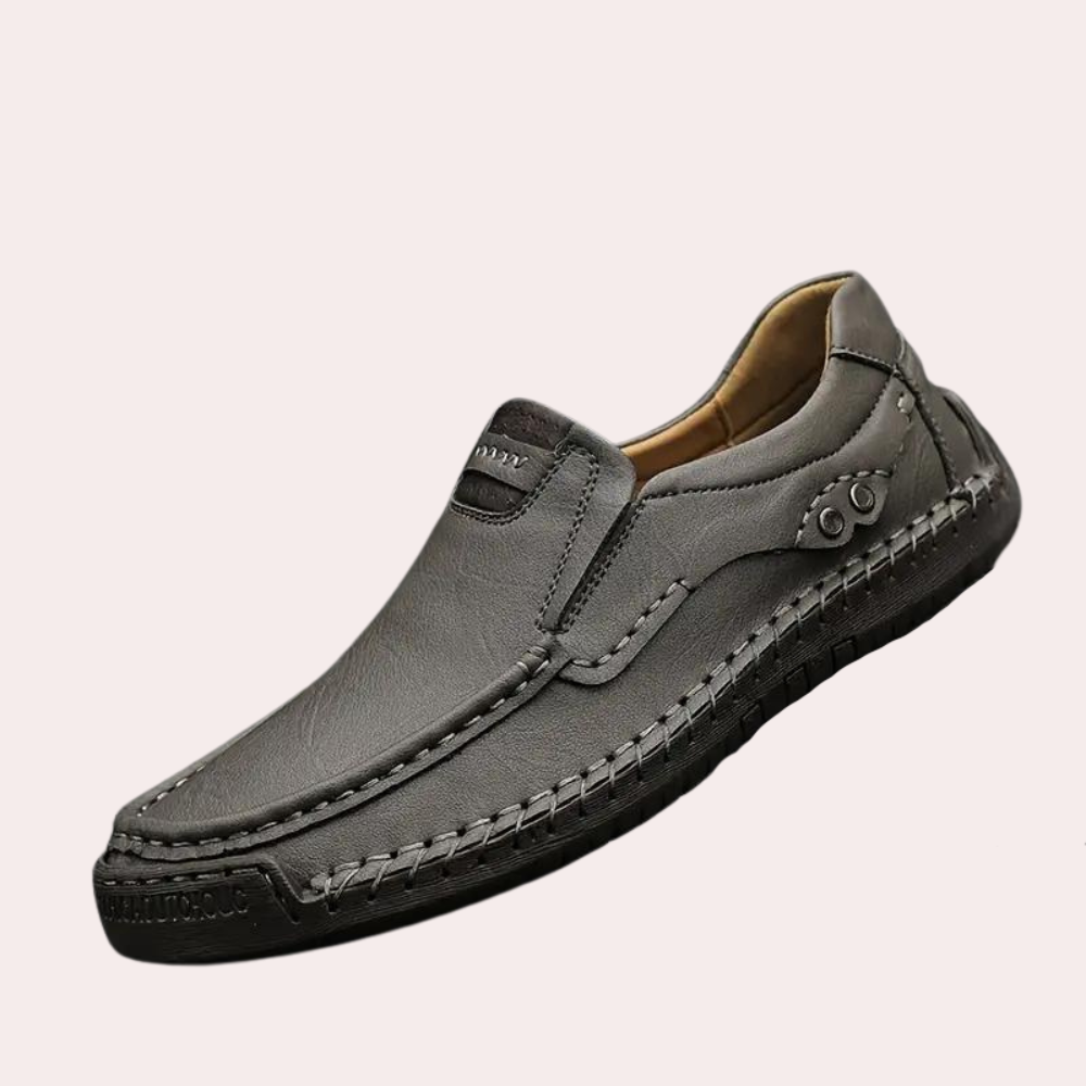 Men's Shoes - Leather - Slip-On - Loafers - Leisure Shoes-Men Summer Shoes-Chaps of London-Gray-39-Chaps of London