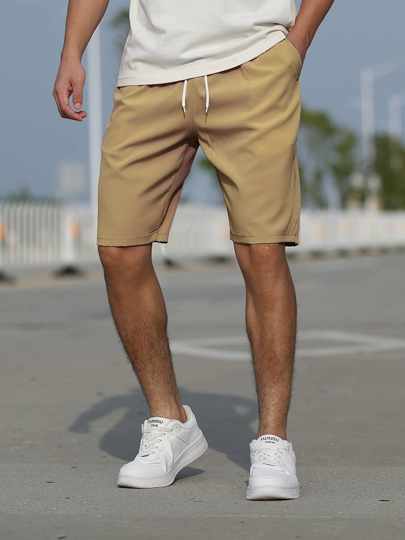 Men's Shorts - Casual Drawstring Long Summer Shorts for Men-Shorts-Chaps of London-Khaki-XS-Chaps of London
