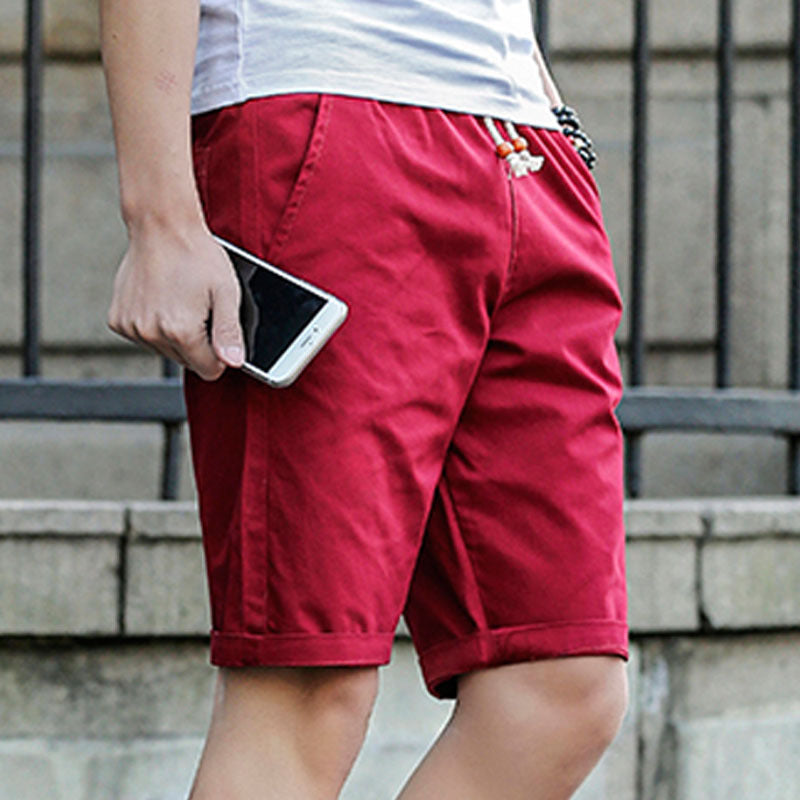 Men's Shorts - Casual Drawstring Long Summer Shorts for Men-Shorts-Chaps of London-Scarlet Red-XS-Chaps of London