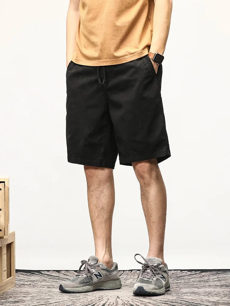 Men's Shorts - Drawstring - Long - Casual Shorts - Summer Shorts-shorts-Chaps of London-Black-28-Chaps of London