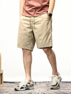 Men's Shorts - Drawstring - Long - Casual Shorts - Summer Shorts-shorts-Chaps of London-Khaki-28-Chaps of London