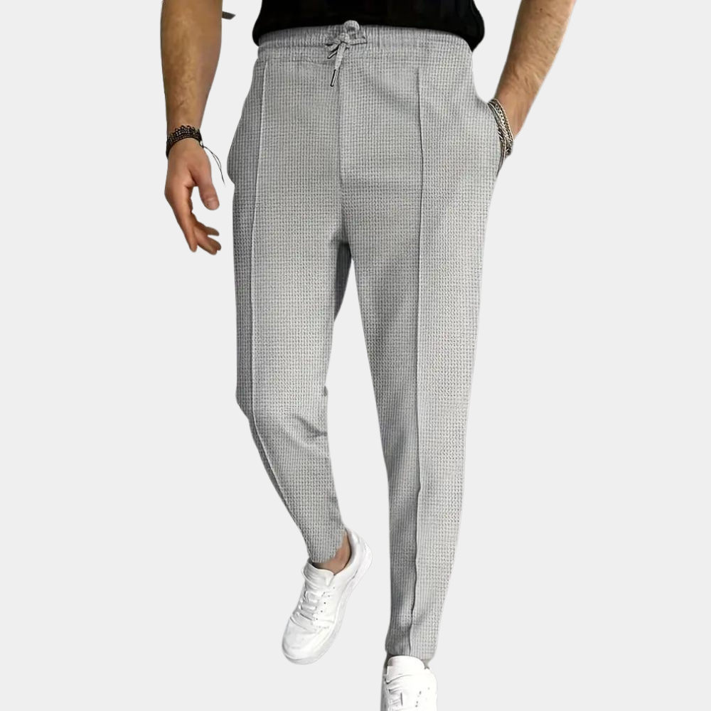 Men's Skinny Sweatpants - Elastic Waist - Slim Fit - Leisure Pants - Men's Pants-Men Winter Pants-Chaps of London-Grey-S-Chaps of London