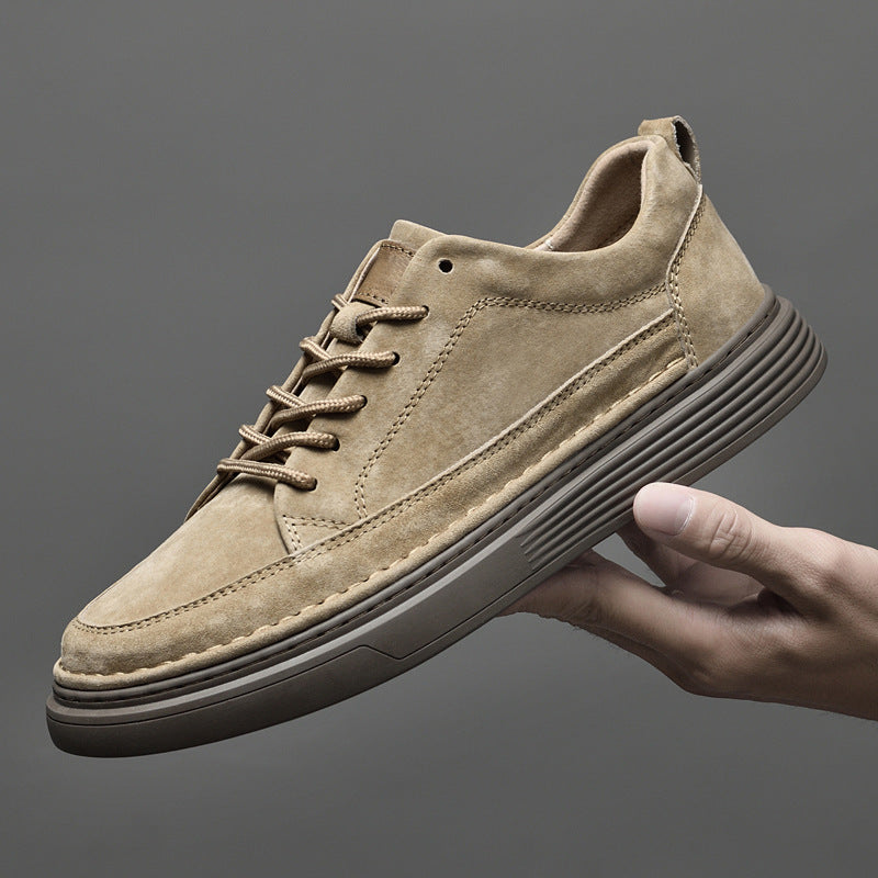 Men's Sneakers | Leather | Slip-On | Walking Shoes | Men's Shoes-Comfortable Shoes-Chaps of London-Khaki-36-Chaps of London